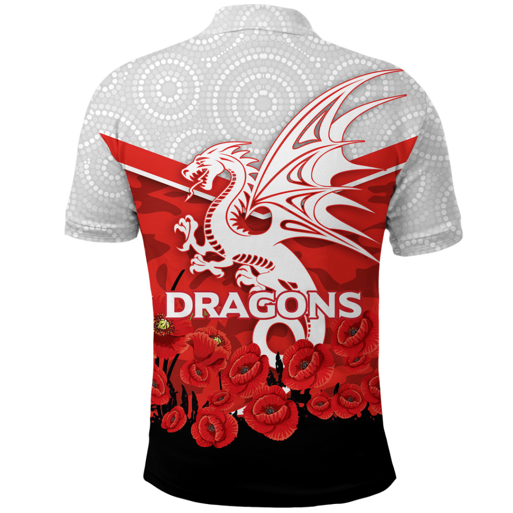 Dragons Anzac Day Polo Shirt Indigenous Art YourGearsNow