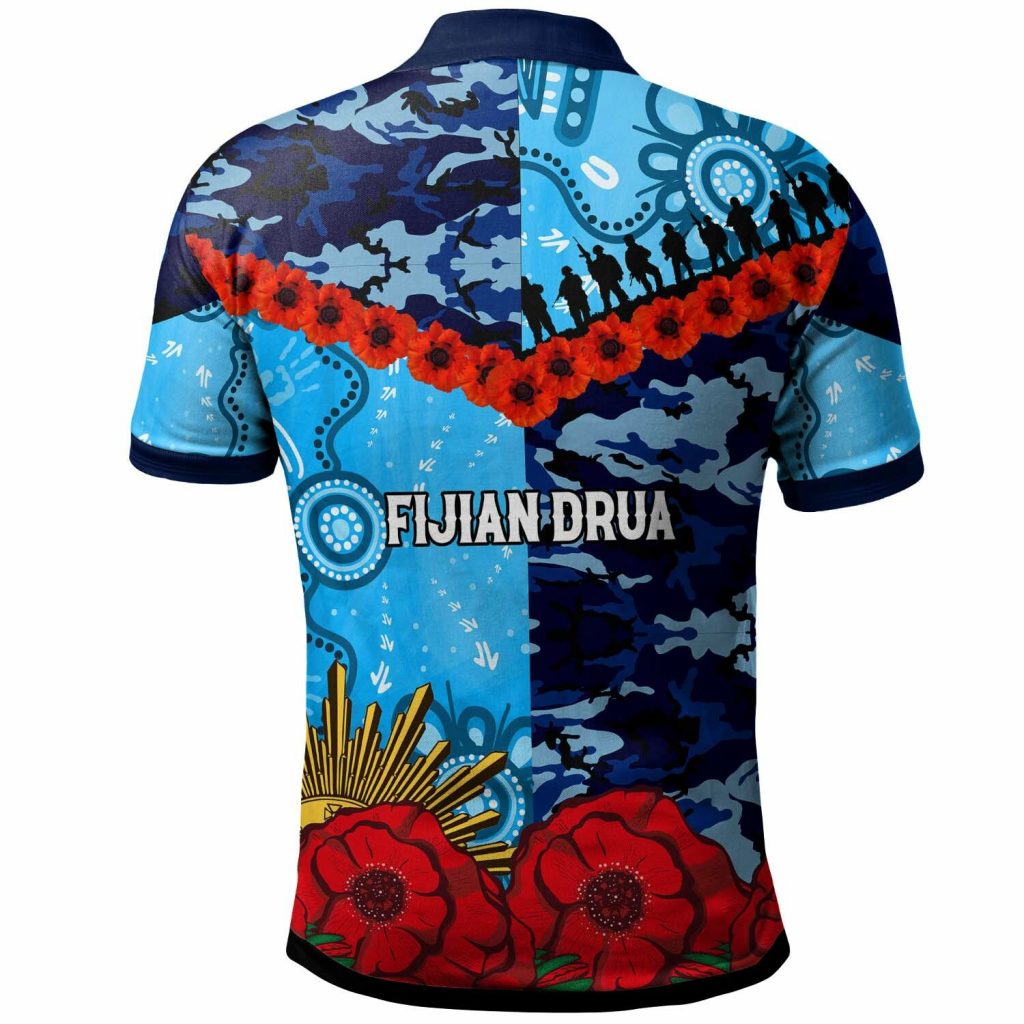 Fijian Drua Rugby Polo Shirt - Custom Anzac Day Fijian Drua Remembrance ...