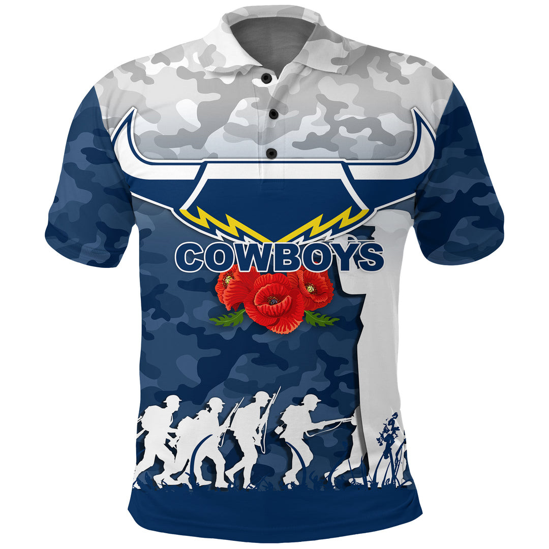 North Queensland Cowboys Anzac Day Camo Polo Shirt - YourGearsNow