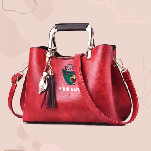 AFL - True fans of Tasmania Devils's Hand Bag:afl,hand bag, leather hanbag, afl jersey