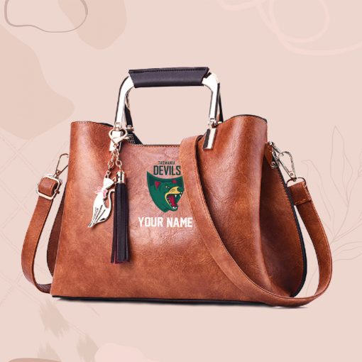 AFL - True fans of Tasmania Devils's Hand Bag:afl,hand bag, leather hanbag, afl jersey