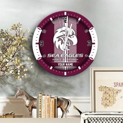 AFL - True fans of Manly Warringah Sea Eagles's Wooden Clock:afl