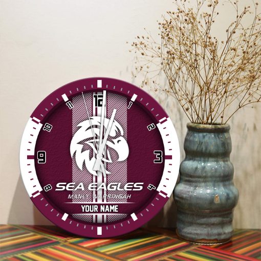 AFL - True fans of Manly Warringah Sea Eagles's Wooden Clock:afl