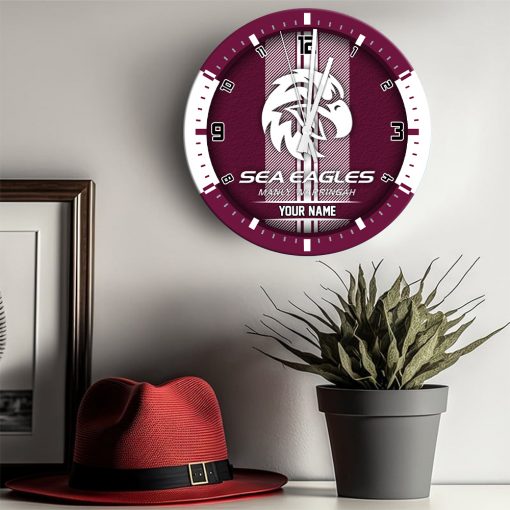 AFL - True fans of Manly Warringah Sea Eagles's Wooden Clock:afl