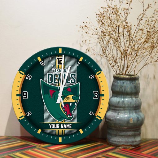 AFL - True fans of Tasmania Devils's Wooden Clock:afl