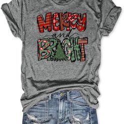 Christmas Shirts for Women Merry Christmas Santa Claus Funny Hoilday Print T-Shirts Graphic Tee Tops Suit for daily life, Fabric: 95% polyester and 5% spandex, Regular fit, Stitch Color: automatically matched based on patterns